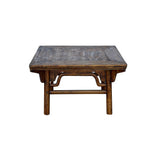 Vintage Rustic Raw Wood-Square Ming Style Apron Low Coffee Table ws4955S