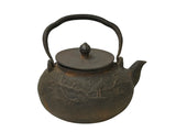 Vintage Rustic Mixed Iron Relief Cranes Motif Teapot Shape Display Art ws4958S