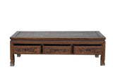 Vintage Natural Wood Pattern Rectangular Drawers Low Coffee Table ws4959S