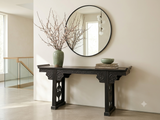 Vintage Rosewood Dark Brown Black Stain Dragon Relief Carving Altar Table ws4960S