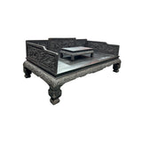 Oriental Dragon Relief Motif Solid Dense Tan Wood Luohan Daybed ws4970S