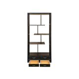 Asian Inspired Asymmetrical Dark Brown Shelving Display Cabinet Divider ws4972BS