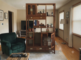 Asian Inspired Asymmetrical Light Brown Shelving Display Cabinet Divider ws4975S