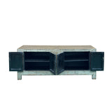 Distressed Light Teal Gray Low Doors Hardware Console Sideboard Cabinet ws4976S