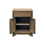 Oriental Simple Natural Wood Brown Drawer End Table Nightstand ws4981S