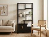 Oriental Asymmetrical Black Lacquer Shelving Display Cabinet Divider ws4985S