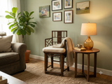 Vintage Brown Lattice Work Hexagonal Narrow Accent Armchair ws4996S