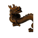 6" Oriental Brown Wood Carved Fengshui Decorative Dragon Figure ws5004S