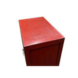 Vintage Style Red Cabinet Gold Butterfly Motifs End Table Nightstand ws5006S