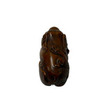 3" Artistic Brown Wood Carved Elephant Fengshui Miniature Figure ws5011S