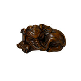 3" Artistic Brown Wood Carved Elephant Fengshui Miniature Figure ws5013S