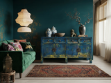 Distressed Bright Blue Oriental Sideboard Credenza Console Table Cabinet ws5014S