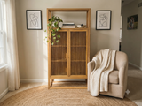 Light Brown Slatted Doors Display Storage Minimalist Zen Bookcase Cabinet ws5015S