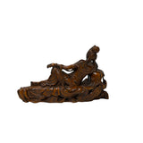 5" Hand-Carved Wood Reclining Bodhisattva Figurine Sculpture Tang Style Art ws5017S
