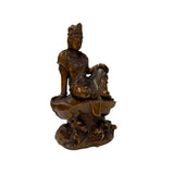 5.75" Hand-Carved Wood Cross Leg Bodhisattva Figurine Sculpture Tang Style Art ws5018S