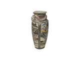 Vintage Asian Satusma Ceramic Handpainted Samurai Relief Dragon Motif Vase ws5026S