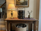 Vintage Chinese Black & Gold Lacquered Wood Basket Floral Geometric Motifs ws5027S