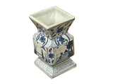 Vintage Pale Blue White Scenery Graphic Square Porcelain Vase ws5035S