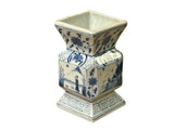 Vintage Pale Blue White Scenery Graphic Square Porcelain Vase ws5036S