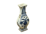 Small Distressed Finish Pear Shape Blue White Graphic Porcelain Vase ws5041S
