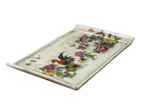 Vintage Finish Rooster Flower Graphic Rectangular Porcelain Plate Art ws5042S
