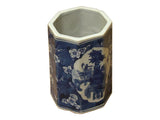 4" Small Octagonal Blue White Flower Vases Graphic Porcelain Art Vase ws5049S