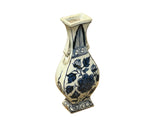Small Distressed Finish Pear Shape Blue White Graphic Porcelain Vase ws5055S