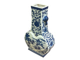 Oriental Blue White Heart Shape Flat Floral Elephant Ring Porcelain Vase ws5062S
