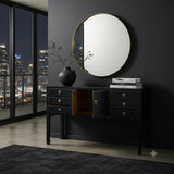 47" Black Wood Grain Pattern 6 Drawers Console Side Altar Table ws5064S