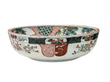 Vintage Asian Round Polychrome Enamel Scenery Graphic Porcelain Bowl ws5069S