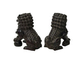 Pair Dark Brown Black Resin Fengshui Foo Dog Lions Figure ws5072S