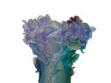 Purple Blue Green Crystal Glass Orchid Blossom Vase Display Art ws5075S