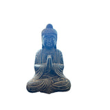 24" Distressed Black Brown Cross Legs Peaceful Hands Stone Buddha Statue ws5078S