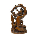 Legendary Sage Damo Bodhidharma on Pine with Crane Wood Art Figure ws5087S