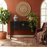 47" Black Wood Grain Pattern 6 Drawers Console Side Altar Table ws5064S