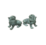 Pair Chinese Rustic Oxidized Patina Fengshui FoDog Metal Figure GB010S