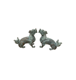 Pair Chinese Rustic Oxidized Patina Fengshui Pixiu Metal Figure GB012S