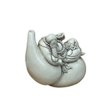 Oriental Distressed White Happy Laughing Buddha Gourd Porcelain Figure GB021S