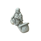 Oriental White Happy Laughing Buddha Ru Yi Porcelain Figure GB023S