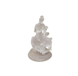 White Crystal Glass Liuli Pate-de-Verre Kwan Yin Bodhisattva on Elephant Statue GB025S