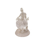 White Crystal Glass Liuli Pate-de-Verre Manjushri Kwan Yin Bodhisattva Statue GB026S