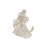 4" White Crystal Glass Tibetan Fortune Double Body Deity Zambala Figure GB059S