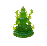 4" Green Crystal Glass Tibetan Fortune Double Body Deity Zambala Figure GB060S