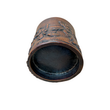 Chinese Bamboo Relief Graphic Motif Carving Brush Pen Holder Art GB088S