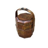 Vintage Oriental Octagonal Golden Graphic Stack Wedding Basket Display GB123S