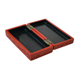Hand Craft Vintage Chinese Red Lacquer Rectangular Floral Accent Box GB126S