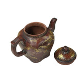 Vintage Chinese Reddish Brown Graphic Zisha Clay Teapot Art Display GB137S