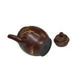 Vintage Chinese Reddish Brown Graphic Zisha Clay Teapot Art Display GB145S