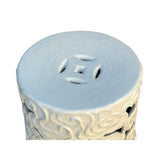 Off White Cream Swirl Cloud Pattern Round Ceramic Stool Table GB146S