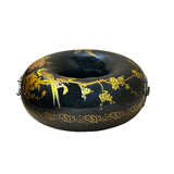 Oriental Black Flower Bird Graphic Donut Shape Container Box GB169S